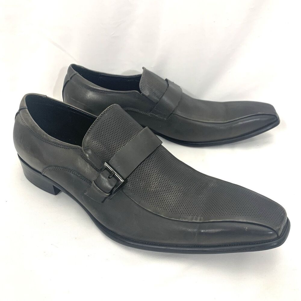 Kenneth Cole New York Check N Balance Green Grey Leather Dress Shoe Men 12M